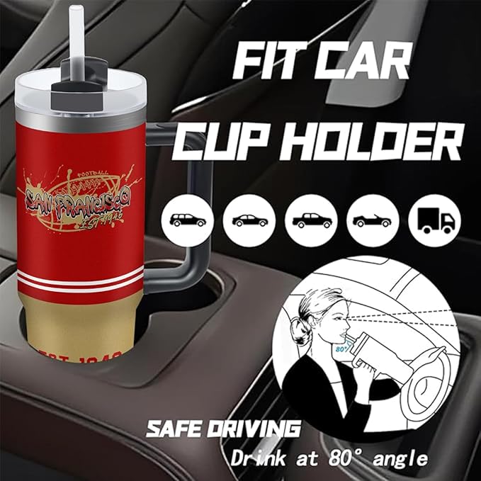 San 30 oz Tumbler with Handle and Straw,Car cup,Coffee Mug,100% Leakproof Insulated Tumbler with Lid and Straw,Made of Stainless Steel,Cup Holder Friendly Base,Classic Collection Gifts for Fans