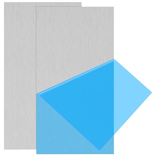 2Pack 6061 T651 Aluminum Sheet Metal 8 x 16 x 1/16 (0.06”) Inch Flat Plain Aluminum Plate Covered with Protective Film, Heat Treatable Rectangle 1.5mm Aluminum Metal Plate for Crafting, Industrial
