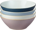 Denby - Impression Mixed Color Cereal Bowls Set of 4-18.6oz Dishwasher Microwave Safe - Scratch Chip Resistant - Modern Angular Shape - Tableware for Nibbles, Dips, Side Dishes, Cereal & Desserts