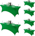Fokitut 6 Pack Spandex Table Cover for 6FT Table Universal Fitted Stretch Tablecloth for Party, Banquet, Wedding and Events-Emerald