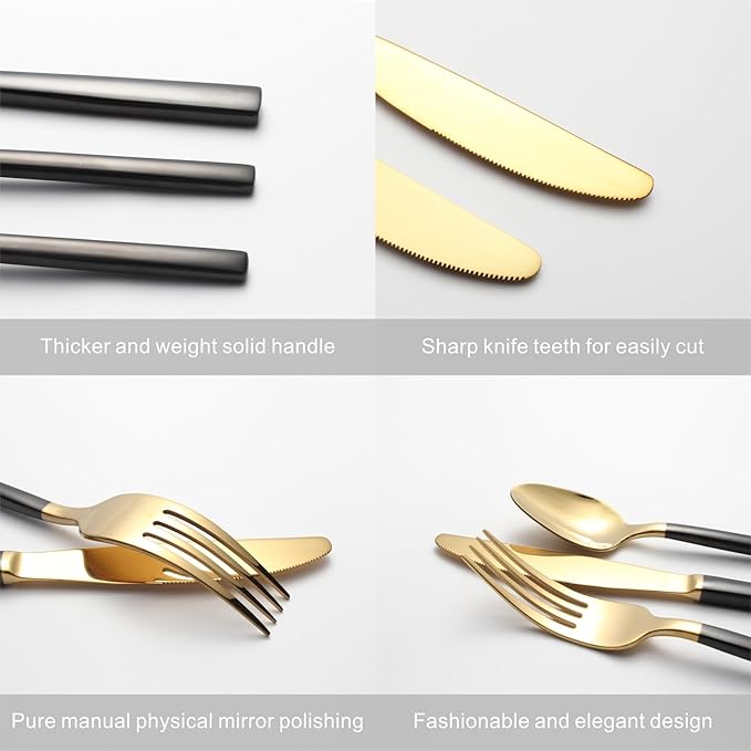 Silverware Set for 4,20 Pieces Forged Stainless Steel Flatware Set Cutlery Set,Heavy Duty and Modern Desgin,Fancy Tableware Cutlery Set for Home,Restaurant,Mirror Polished,Dishwasher Safe