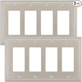 2-Pack Quad Decorator Outlet Cover Plate, Pearls Decorative Switch Plates and Outlet Covers, 4 Gang Brushed Nickel Metal Wall Plates, Corrosion Resistant