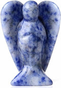 YATOJUZI 2" Blue Sodalite Angel Decors Natural Healing Crystals Polished Carved Gemstones Stones Hand Guardian Cute Sculpture Statue Reiki Energy Figurines Home Room Office Desk Decor Gifts for Women