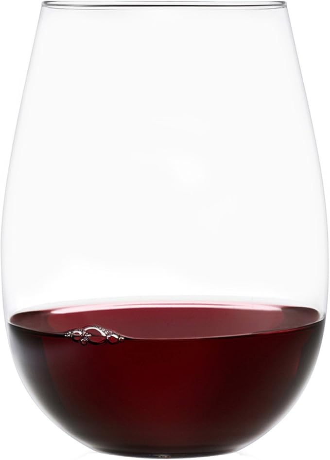 Set of 8 European-Made Stemless Wine Glasses | Named New York Times Best Stemless Glass of 2017 | 17 FL Oz. | 100% Lead-Free Crystal | Thin | Dishwasher-Safe | Gift Idea | Perfect for Everyday Use