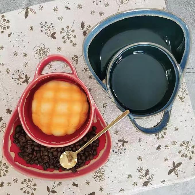Soup and Side Bowl Plate Ceramic, Chip and Dip Divided Bowls, Anti-Soggy Cereal Bowl Bread Dipping Bowls Plates for Salad Breakfast, and Sandwich Ideal for Home and Restaurant (red+apricot+yellow)