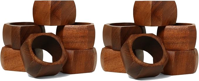 Wooden Napkin Rings Set of 12 for Dinning Table Decor | Wood Napkin Holder Set of Twelve for Dinner Table Decoration | Napkin Ring for Home and Kitchen Decor