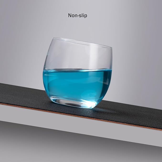 Myir JUN Placemats, Dual-Sided Placemats Waterproof Faux Leather Placemats Set of 6 Place Mats and Coasters Non-Slip Washable Table Mats for Dining Table (Black Orange, Set of 6)