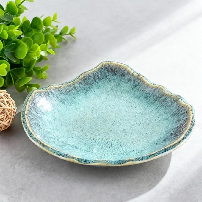 Green Ceramic Decorative Bowl – 12 In Fruit Bowl, Candy Dish, Key Bowl for Entryway Table, Trinket Dish, Ring Dish, Jewelry Tray, Porcelain Catchall for Kitchen, Bedside, Living Room Home Decor