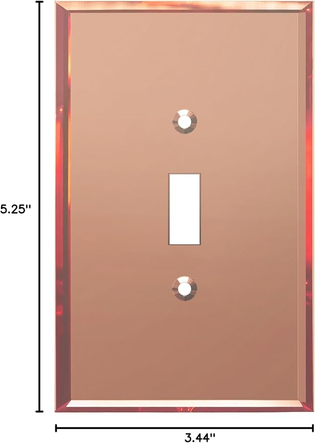 LIDER Toggle Switch Acrylic Wall Plate, Mirrored Light Switch Plate, Plexiglass Switch Cover, Mirror-like Reflective Finish, Modern Upgrade, Oversized 1-Gang 5.25" x 3.44", Rose Gold