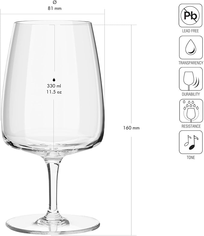 Krosno - Stemmed Tulip Water Glasses, Set of 4, 11.2 oz, Ideal Goblets for Dessert, Cocktails, Juice, Drinking Glasses, Lead-Free and Safe, Dishwasher Safe, Made in Europe