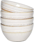 Bosmarlin Ceramic Cereal Bowl Set of 4, 26 Oz, Soup Bowl for Oatmeal, Salad, Dishwasher and Microwave Safe, Reactive Glaze (Beige, 6 in)