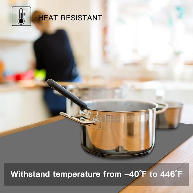 2MM Thick Silicone Countertop Mat, 23.6"x 23.6" Silicone Mats for Kitchen Counter, Nonslip Heat Resistant Mat, Large Kitchen Counter Mats, Waterproof Countertop Protector, Semitransparent