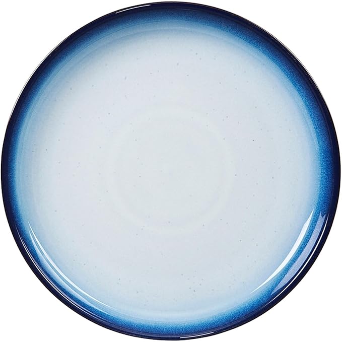 Denby - Blue Haze Coupe Salad Plates Set of 6 - Dishwasher Microwave Oven Safe - Scratch Chip Resistant Lunch, Appetizer, Dessert Plates - 8.25 Inch Ceramic Stoneware Dinnerware Set