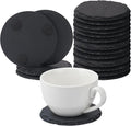 20 Pack 4 Inch Round Slate Coasters, Black Stone Coasters with Anti-Scratch Bottom, Ideal for Home Decor, Bar, Housewarming Gifts, and Laser Engraving KUKLIPJIM