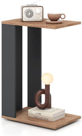 Giantex Rolling C Shaped End Table, 2-Tier Sofa Side Table with Universal Wheels & Storage Shelf, Narrow Nightstand for Small Space, Mobile Snack Couch Tray Table for Living Room & Bedroom