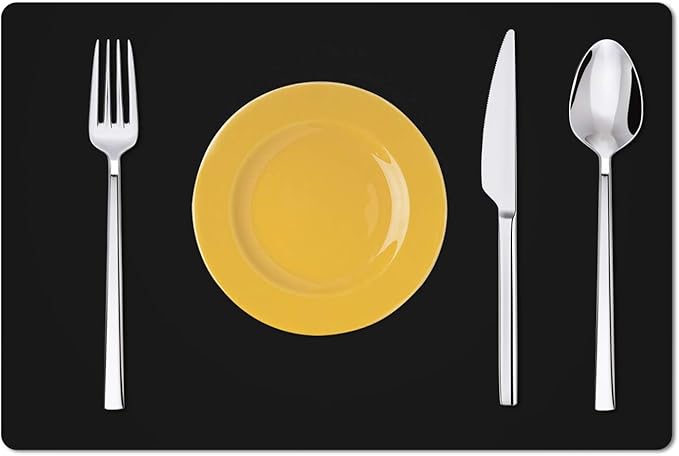 Silicone Placemats, Food-Grade Non-Slip Waterproof, Dining, Stain Resistant, Countertop Protector, Kitchen Counter Mat, Heat Resistant, Baking mat Dishwasher Safe (23.6"×15.7"-2pack, Black)