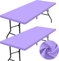 homing 2 Pack Rectangle Table Cloth, Elastic Fitted Fabric Tablecloth Fits for 4 Foot Folding Tables, Washable Table Cover for Picnic, Camping, Indoor & Outdoor (Lavender, 24" x 48")