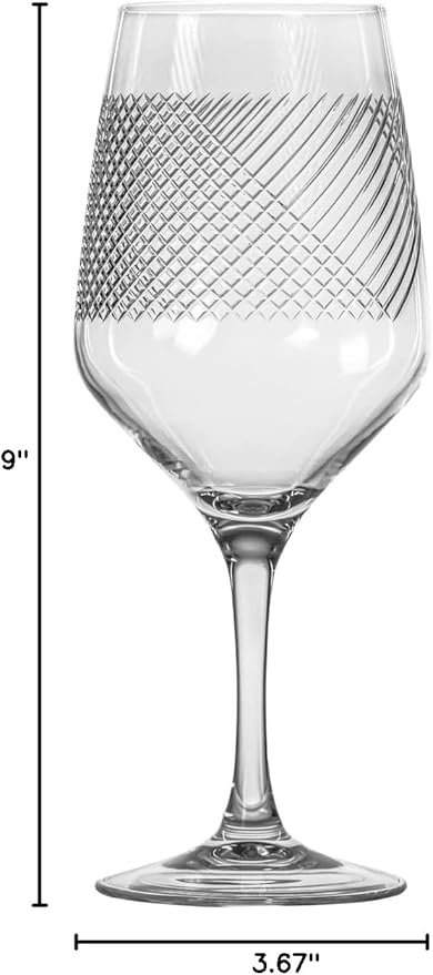Rolf Glass Bourbon Street 19.5 ounce All Purpose Wine Stemmed Wine Glasses Set of 4 | Lead-Free Glassware | Diamond-Wheel Engraved and Polished | Designed and Made in the USA | Set of 4