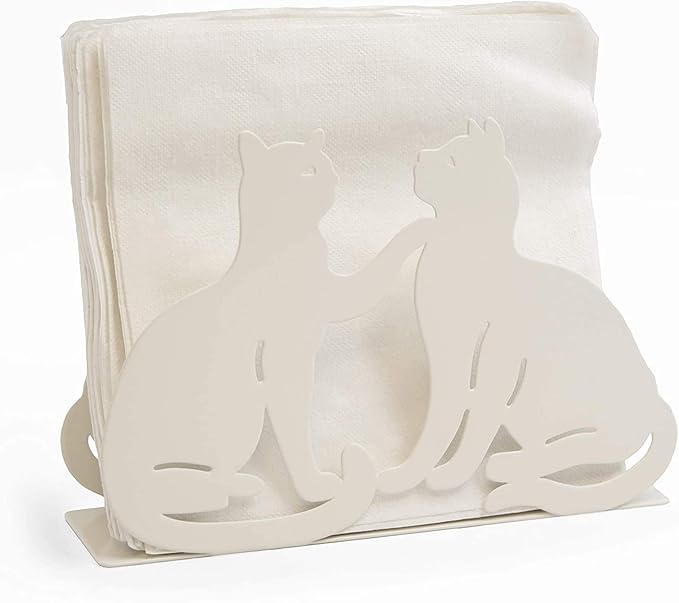 Mango Steam Tabletop Napkin/Tissue & Letter Holder For Home, Kitchen, Restaurants (Cat, White)