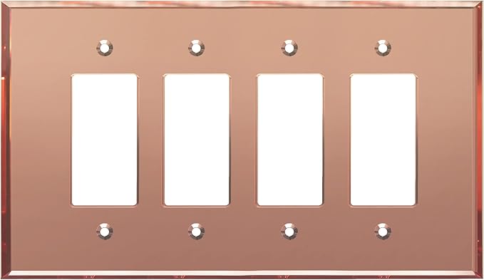 LIDER Reflective Acrylic Decorator Wall Plate, Mirrored Light Switch Plate, Plexiglass Outlet Cover, Acrylic Glass, Oversized 4-Gang 5.25" x 8.88", LWP-34O-ARG, Rose Gold