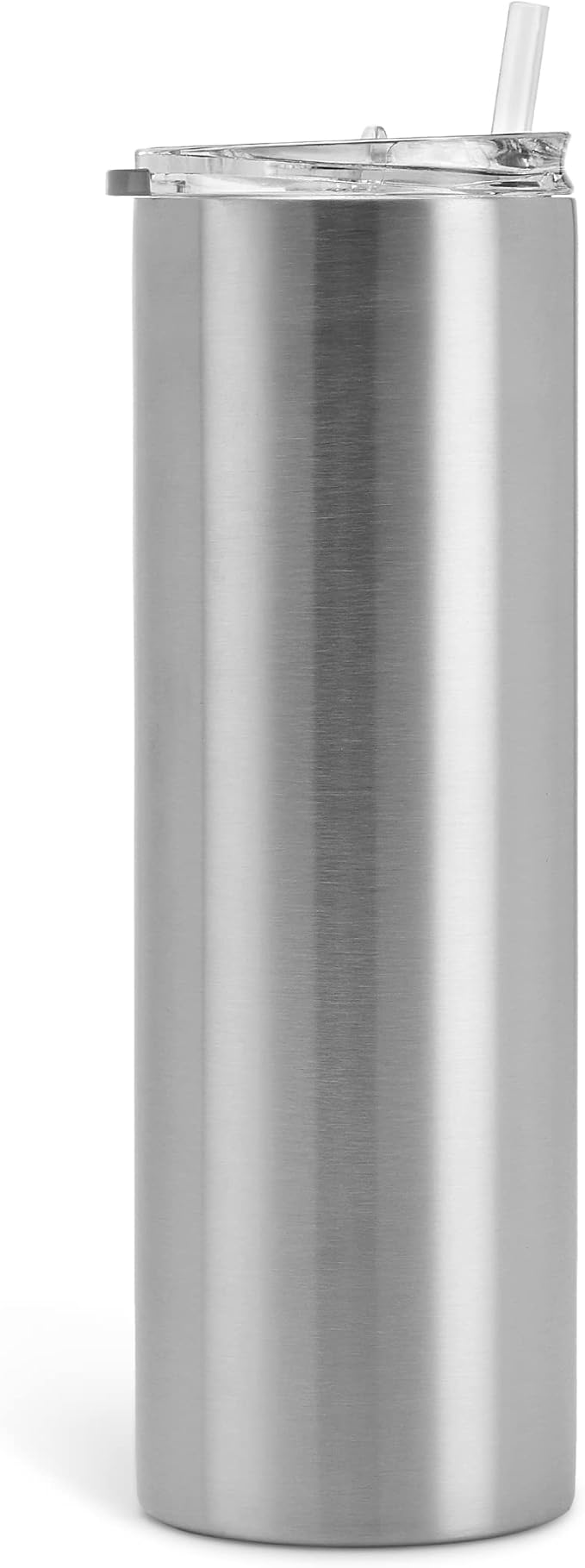makerflo Silver 30 oz Skinny Stainless Steel Tumbler Pack of 25 with Lid & Straw | Craft-Ready for DIY Gifts & Personalization (Epoxy, UV DTF, Vinyl, and Laser Engraving) - Not for Sublimation