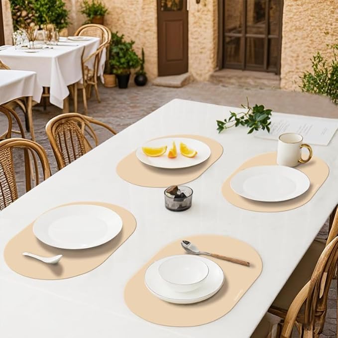 Silicone Placemats, Oval Placemats Set of 4. Heat-Resistant and Easy to Clean Siliconty Mats, Non-Slip Silicone Placemats for Table Protection. (2, Bright Yellow)