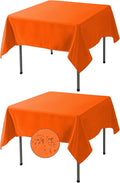 Fokitut 2 Pack Waterproof Square Tablecloth, 70x70 Inch, Stain Resistant and Wrinkle Polyester Table Cloth, Fabric Table Cover for Kitchen Dining, Wedding, Party, Holiday Dinner-Orange