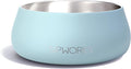 Sipworks Stainless Steel Dog Bowl – 32oz Weighted Metal Food and Water Bowls for Dogs and Cats with Non-Slip Base - Pet Bowls for All Breeds Sizes for Travel & Outdoor Play | Powder Blue