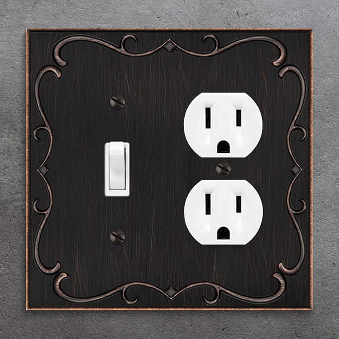 French Cabriole Decorative Wall Plate Switch Plate Outlet Cover (Toggle/Duplex, Aged Bronze)