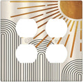 Light Switch Cover Mid Century Boho Sun Beige Minimalist Abstract 2 Gang Decorative SwitchPlates Double Duplex Wall Plates Switch Plates and Outlet Covers for Bathroom Bedroom Decor