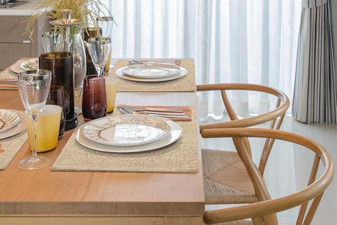 homing Cotton Linen Placemats Set of 8, Cloth Washable Farmhouse Dining Table Mats for Indoors & Outdoors, Easy to Clean, Linen, 13 x 19 Inch