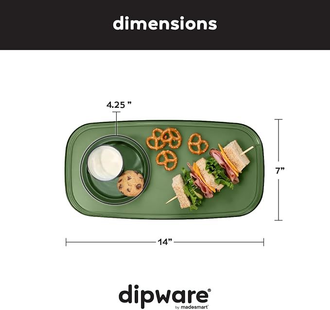 madesmart dipware Small Serving Plate, Stackable & Removable Dip Bowl for Salsa, Queso, Salad, Olives, Dishwasher & Microwave Safe, Multipurpose Plate & Bowl, Olive