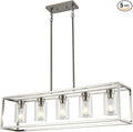 XILICON Dining Room Lighting Fixture Hanging Farmhouse Brushed Nickel 5 Light Modern Pendant Lighting Contemporary Chandeliers with Glass Shade for Living Dining Room Bedroom Kitchen Island