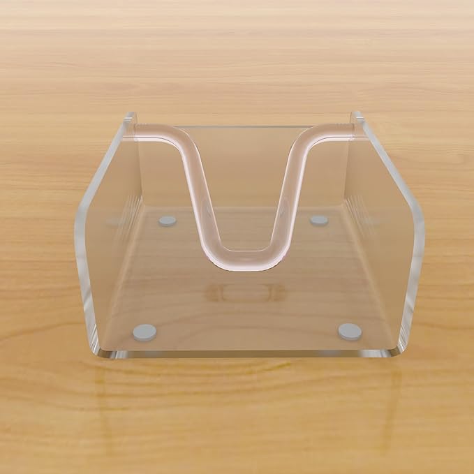 Clear Acrylic Gravity-Fed Napkin Holder with Weighted Arm, 4.9x4.9 Inch - Keeps Cocktail Napkins in Place for Bar, Patio & Kitchen Counter