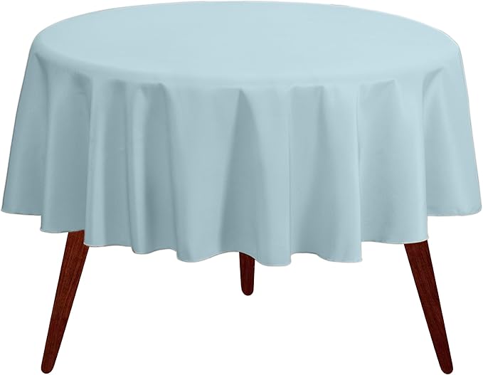 Gee Di Moda Round Tablecloth - 108 Inch Baby Blue Round Table Cloth for 48 to 72 Inch Round Tables - Heavy Duty Washable Fabric - for Buffet Table, Holiday Party, Dinner, Wedding & Baby Shower