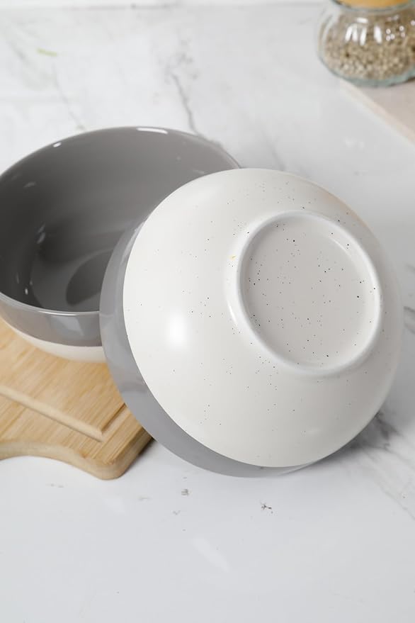 AISBUGUR Cereal Bowls Set of 4, 26oz Large Soup Bowls for Kitchen, Ceramic Bowls for Oatmeal, Salad, Pasta, Soup, Dessert, Serving Bowls Dishwasher & Microwave Safe, Grey
