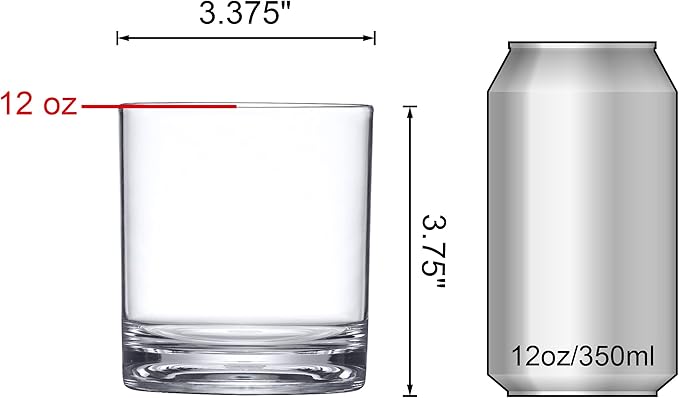 Amazing Abby - Probity - 12-Ounce Plastic Tumblers (Set of 6), Reusable Plastic Cups, BPA-Free, Shatter-Proof, Dishwasher-Safe