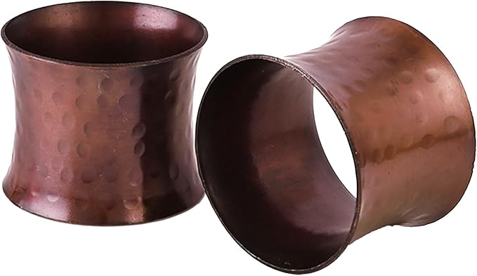 Decorative Metal Drum Napkin Rings Set of 12 - Modern Napkin Holders, Hammered Napkin Rings for Party Decoration, Dinning Table, Everyday, Family Gatherings (Bronze) - ALPHA Living HOME