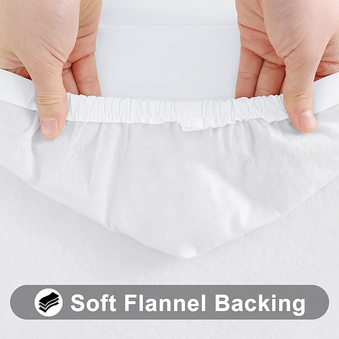 Smiry Rectangle Tablecloth, Elastic Fitted Flannel Backed Vinyl Tablecloths for 4ft Folding Tables, Waterproof Wipeable Table Covers for Indoor, Outdoor, Picnic and Camping (White, 30"x48")