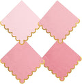 100 pack Pink Mix Cocktail Napkins with Gold Foil Accents Scalloped Edges 5 x 5 inch Beverage Disposable Napkin Party Decoration Wedding Bridal and Baby Shower Dinner Lunch Supplies
