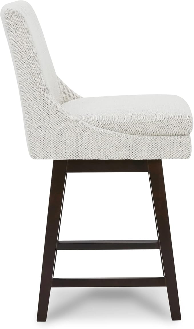 CHITA Bar Stools Set of 2, Counter Height Swivel Barstools, FSC Certified Morden Upholstered Fabric Counter Chairs with Back Support, 26.8" H Seat Height, Fabric in Ivory
