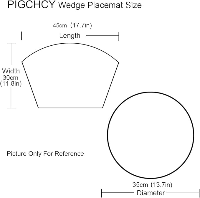 PIGCHCY Wedge Shaped Placemats Set of 6 with Centerpiece Round Mats Washable Kitchen Placemats Heat-Resistant Table Mats (Teal Blue)