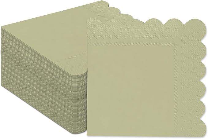 qiqee Khaki Cocktail Dinner Napkins 5x5inch Disposable Beverage,Wedding, Birthday Party Dessert Wave Paper Napkins(120 Count)