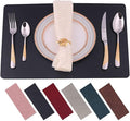 Faux Leather Placemats with Rounded Corners Set of 4,Wipeable&Washable Place Mats,Waterproof&Oilproof Table Mats,Heat-Resistant,Non-Slip for Kitchen Table(Black,4)