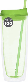 Custom Tall Orbit Acrylic Tumblers 20 oz. Set of 100, Personalized Bulk Pack - Perfect for Iced Coffee, Soda, Other Hot & Cold Beverages - Lime Green