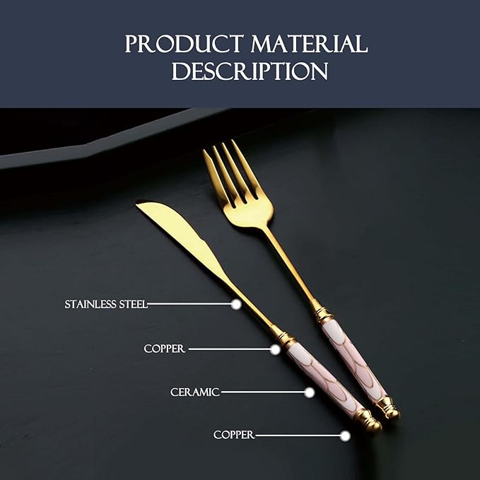 20-piece Silverware Set With Ceramic Handle, Premium Food Grade Stainless Steel Flatware Sets, Mirror Polished Cutlery Set, Dishwasher Safe (for 4 People)