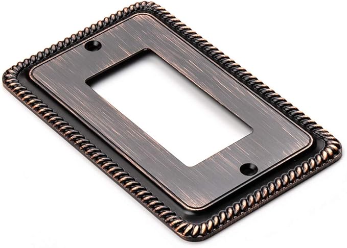 Henne Bery Rope Edge Decorative Wall Plate Switch Plate Outlet Cover (Single Decorator, 2 Pack, Aged Bronze)