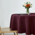 maxmill Round Weaved Texture Design Tablecloth Spill-Proof Wrinkle Free Soft Washable Table Cloth for Circular Table Cover, for Dining Room Buffet Banquet Parties Holiday Dinner, 90 Inch Burgundy