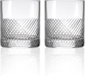 Rolf Glass Bourbon Street On the Rocks Glass | Set of 2 Etched 10oz Whiskey Glasses | Made in America | Lead-Free Glass | Diamond-Wheel Engraved and Polished | Modern Luxury Glassware