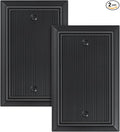 2-Pack Classic Beadboard Single Blank Wall Plate, Durable Natural Bamboo Fiber Wall Plate Cover,Matte Black 1 Gang Wall Plate for Unused Outlets/Switches